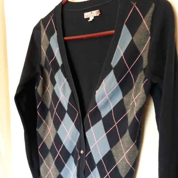 Juicy Couture Navy Argyle Cardigan 12 - Picture 3 of 9